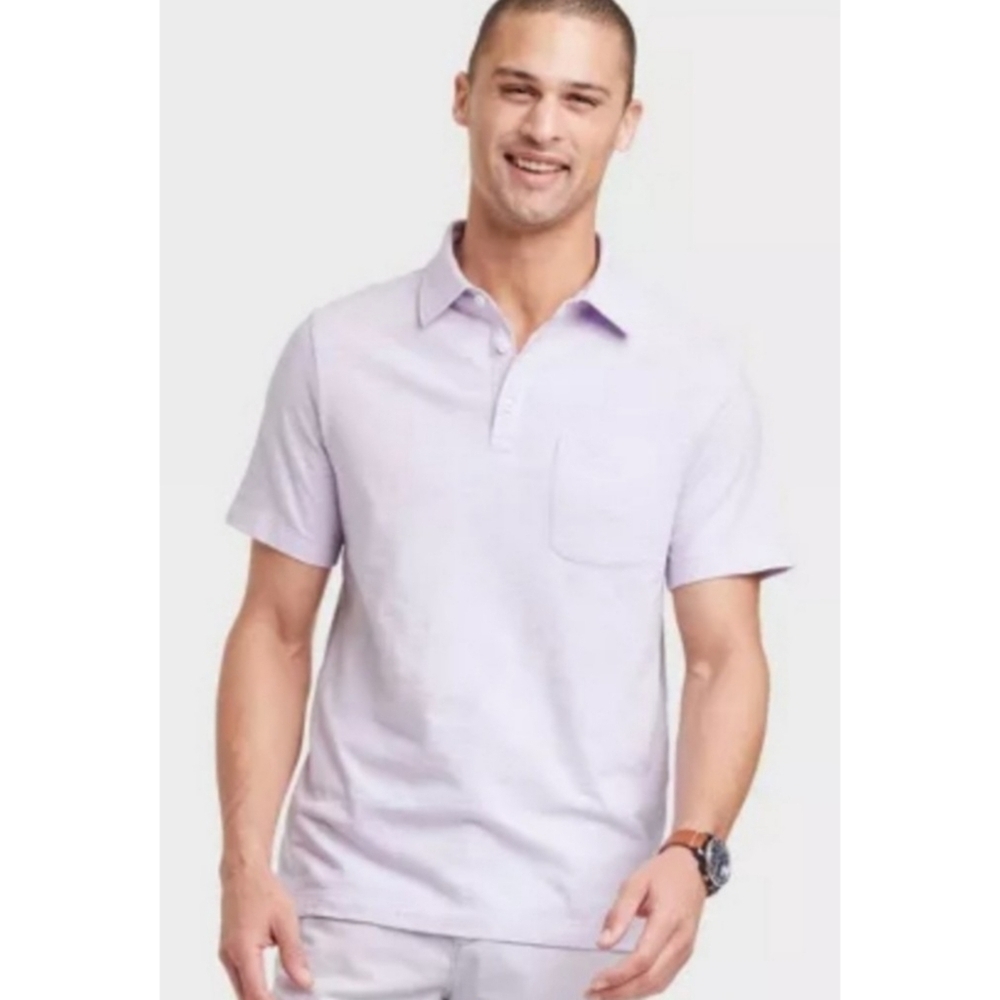 Goodfellow & Co Short Sleeve Slub Jersey Polo Lily Lavender Size XXL